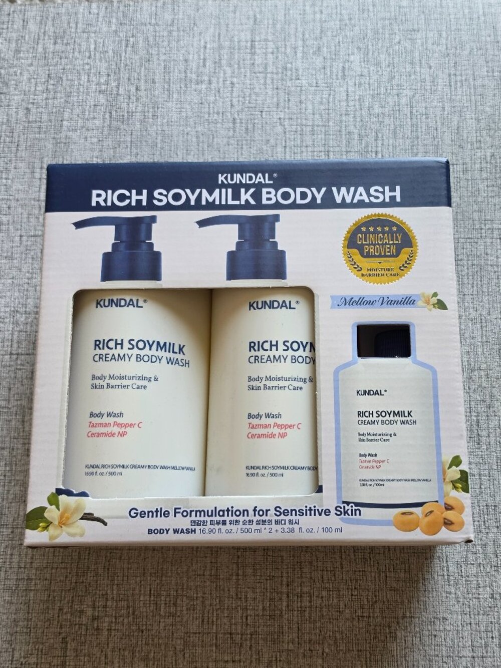 Kundal Rich Soymilk Creamy Body Wash Mellow Vanilla 2 x 500ml Exp 11/28/2027